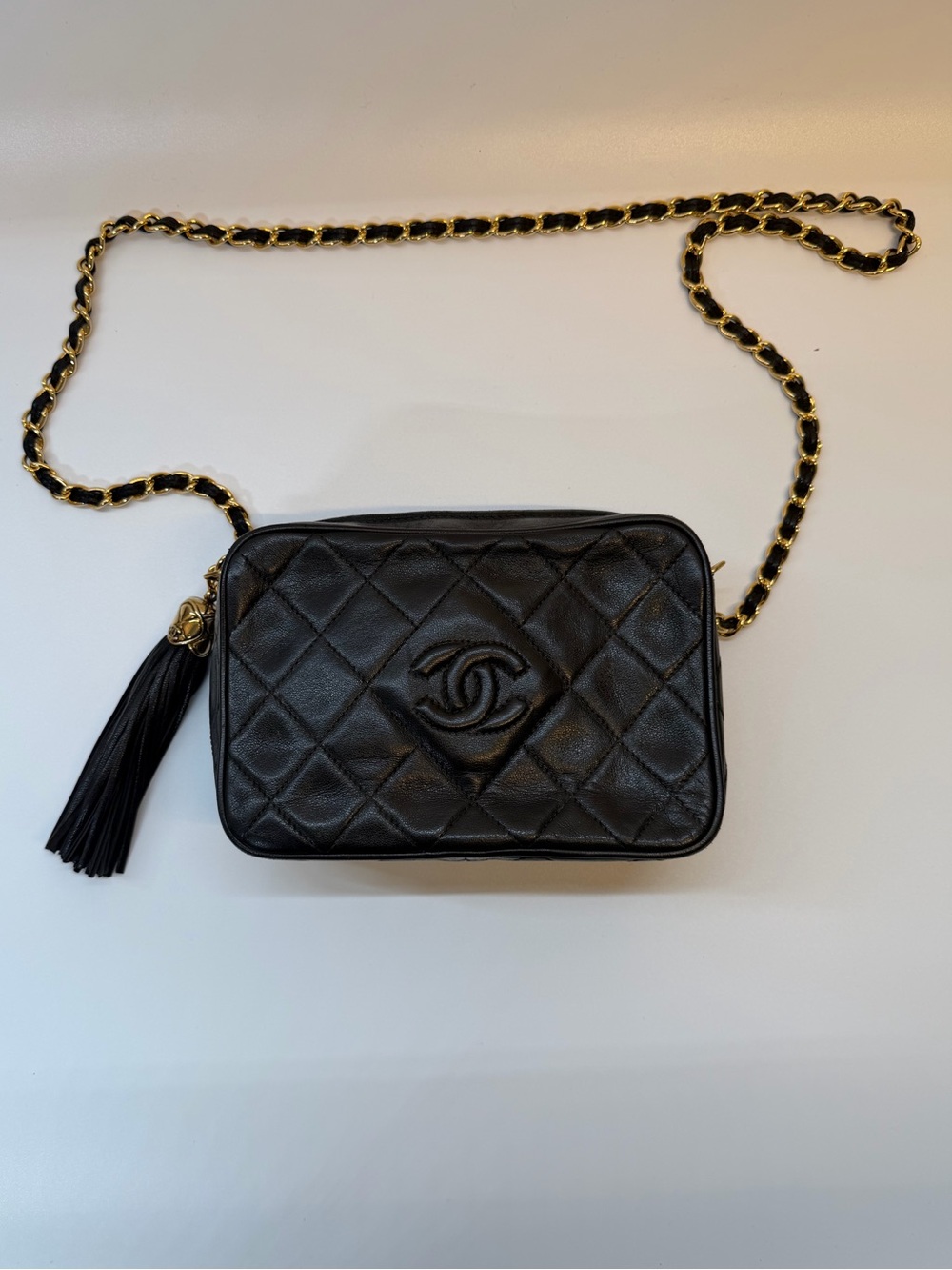 Chanel Black Crossbody Camera Bag with Gold Hardware